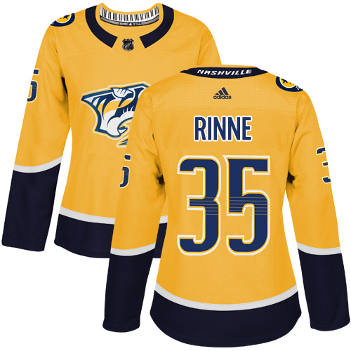Adidas Predators #35 Pekka Rinne Yellow Home Authentic Women's Stitched NHL Jersey - Click Image to Close